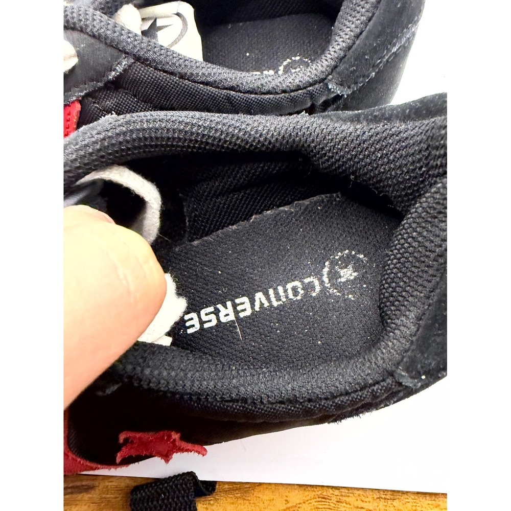 Converse‎ Mens 8.5 Sneakers Black Red Suede Low Top Lace Up Skateboard Shoes - Picture 7 of 9